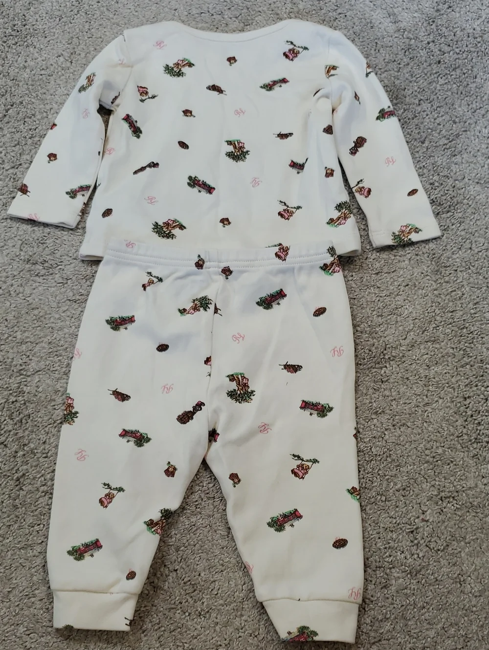 Polo Ralph Lauren Pajama Set - Long Sleeve. Polo Bear Print. 6 Months